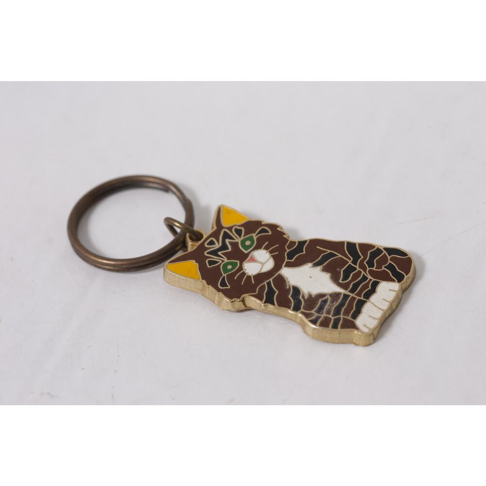 Vintage Cute Tabby Cat Keychain Pet Key Ring Accessory ~ 260521-WH 704